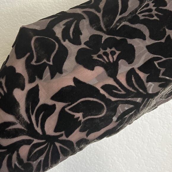 Citron Santa Monica Medium Floral Velvet Semi Shear Silk Button Up Tunic R8 - Picture 3 of 6